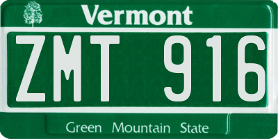 VT license plate ZMT916