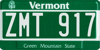 VT license plate ZMT917