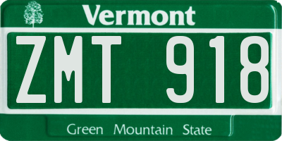 VT license plate ZMT918