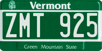 VT license plate ZMT925