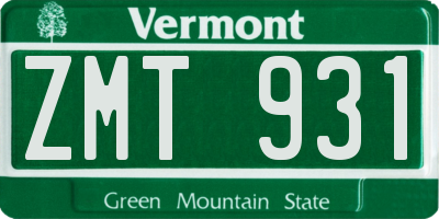VT license plate ZMT931