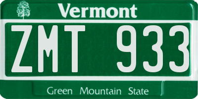 VT license plate ZMT933