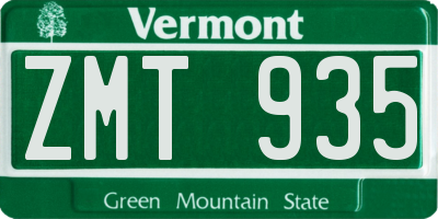 VT license plate ZMT935