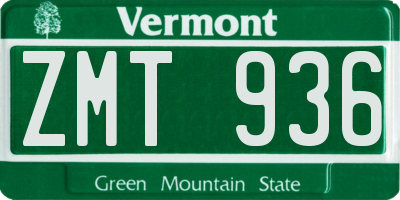 VT license plate ZMT936