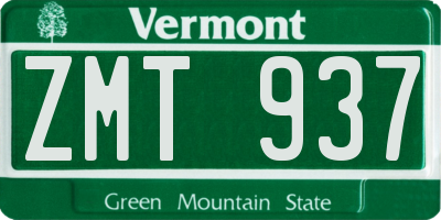VT license plate ZMT937