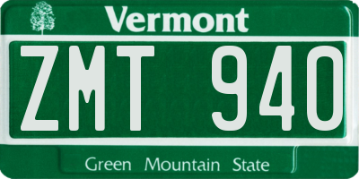 VT license plate ZMT940