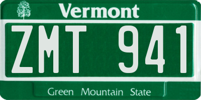 VT license plate ZMT941