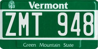 VT license plate ZMT948
