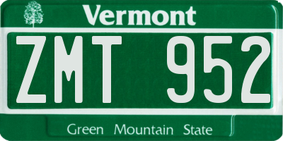 VT license plate ZMT952