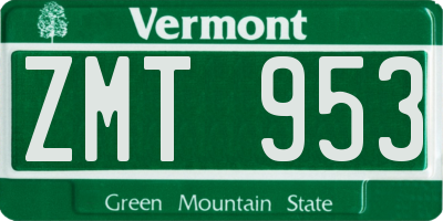 VT license plate ZMT953