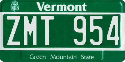VT license plate ZMT954