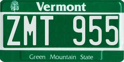 VT license plate ZMT955