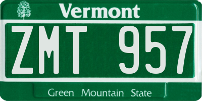 VT license plate ZMT957