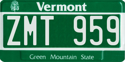 VT license plate ZMT959
