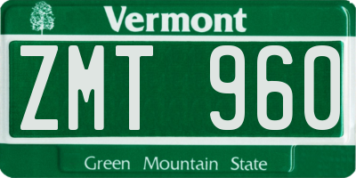VT license plate ZMT960