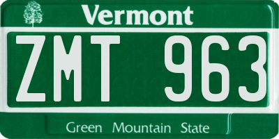 VT license plate ZMT963