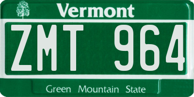 VT license plate ZMT964