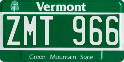 VT license plate ZMT966