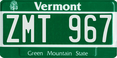 VT license plate ZMT967