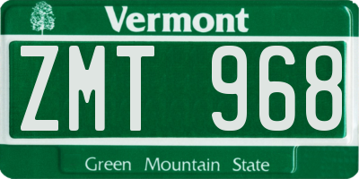 VT license plate ZMT968