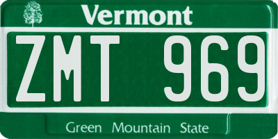 VT license plate ZMT969