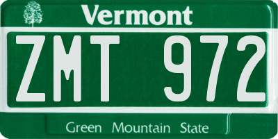 VT license plate ZMT972