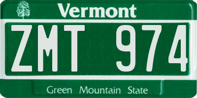VT license plate ZMT974