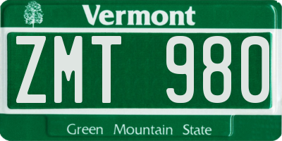 VT license plate ZMT980
