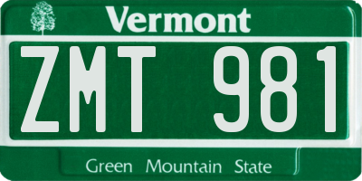 VT license plate ZMT981