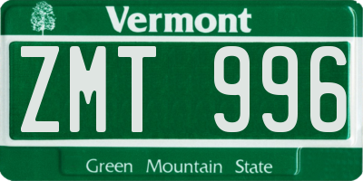 VT license plate ZMT996