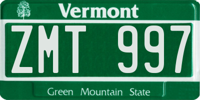 VT license plate ZMT997