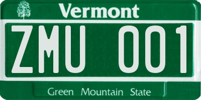 VT license plate ZMU001