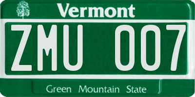 VT license plate ZMU007