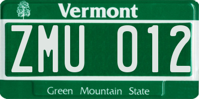 VT license plate ZMU012