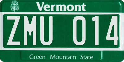 VT license plate ZMU014
