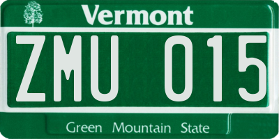VT license plate ZMU015
