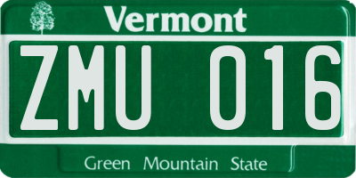 VT license plate ZMU016