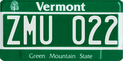 VT license plate ZMU022