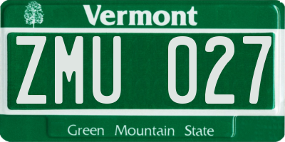 VT license plate ZMU027