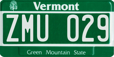 VT license plate ZMU029