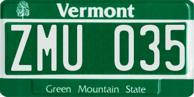 VT license plate ZMU035