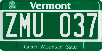 VT license plate ZMU037