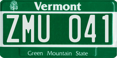 VT license plate ZMU041
