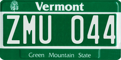 VT license plate ZMU044