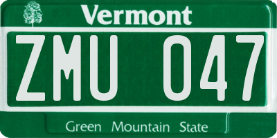 VT license plate ZMU047