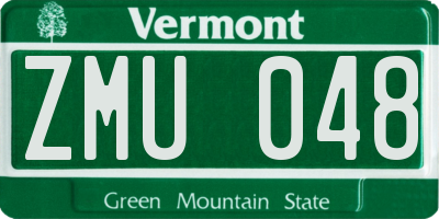 VT license plate ZMU048