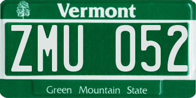 VT license plate ZMU052