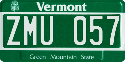VT license plate ZMU057