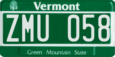 VT license plate ZMU058