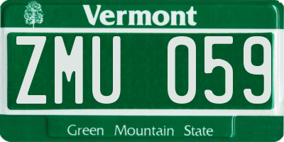 VT license plate ZMU059